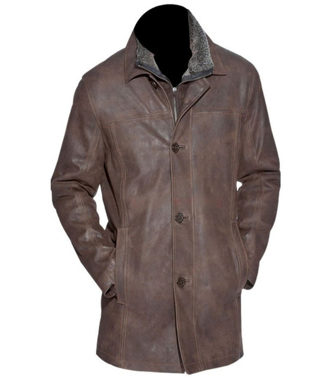 Mens Destino Brown Distressed Coat