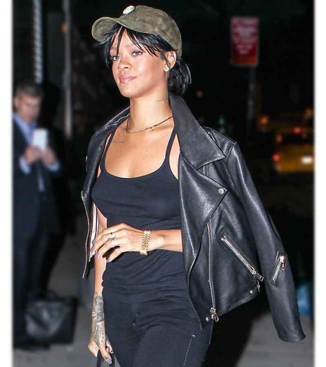 Rihanna Black Motorcycle Jacket