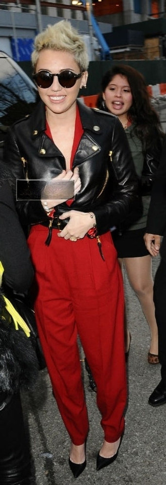 Miley Cyrus Black Leather Jacket
