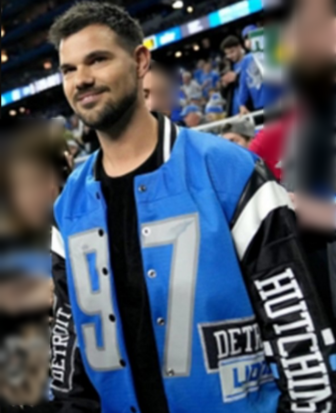 Detroit Lions Taylor Lautner Letterman Jacket Detroit Lions Taylor Lautner Letterman Jacket