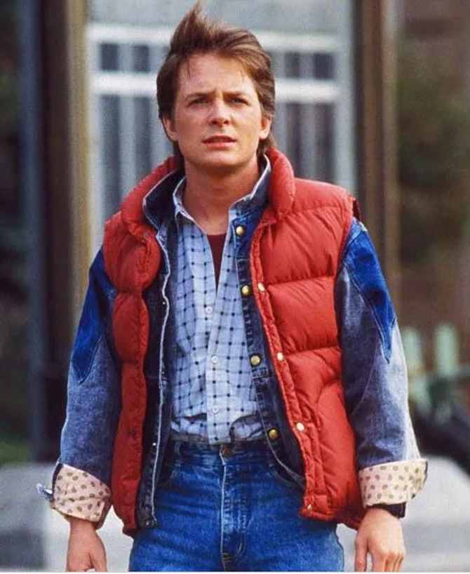 Back To The Future Marty Mcfly Erect 1985 Red Vest