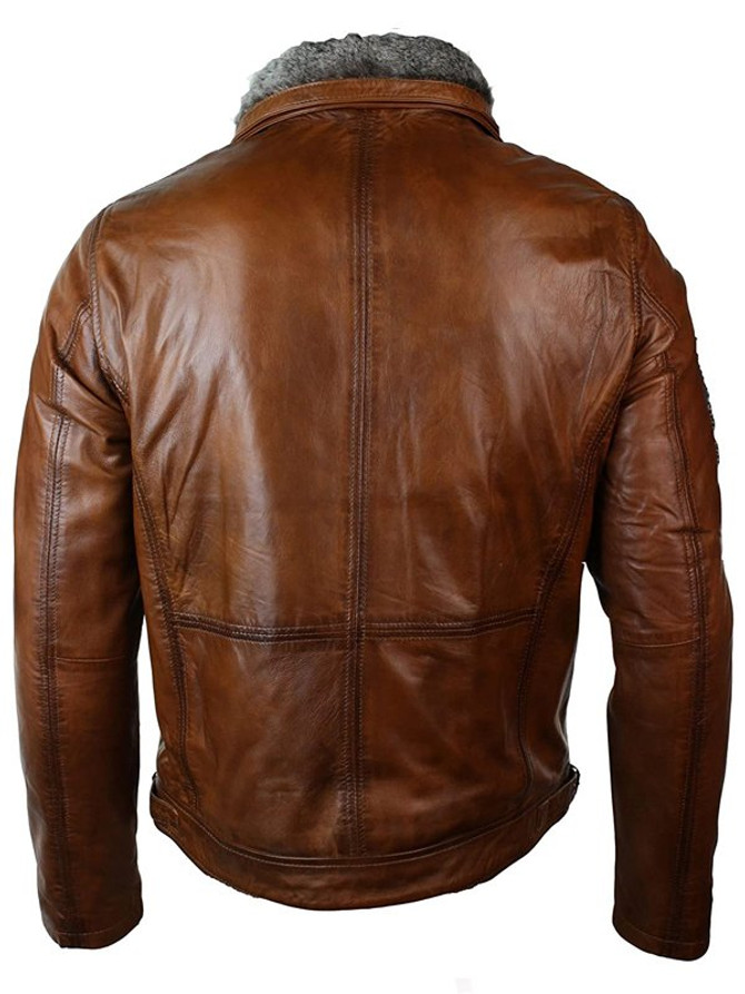 Men’s Biker Belted Brown Leather Jacket