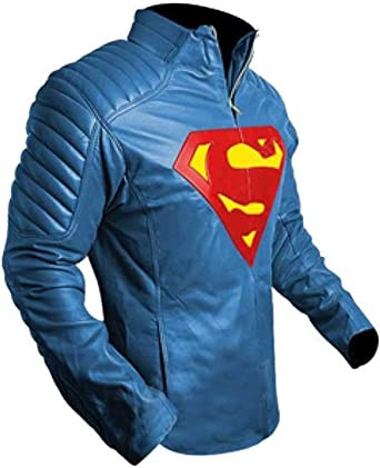 Mens Superman Blue Smallville Jacket Leather
