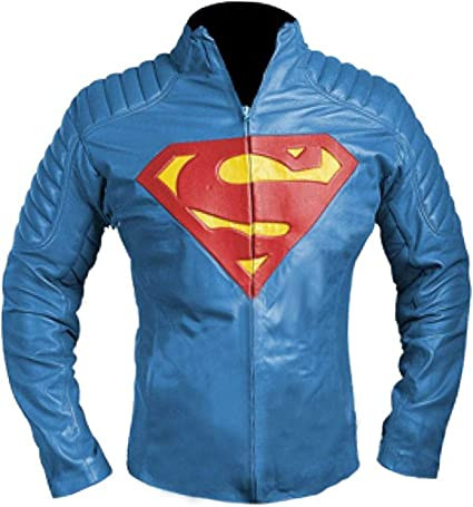 Mens Superman Blue Smallville Jacket Leather