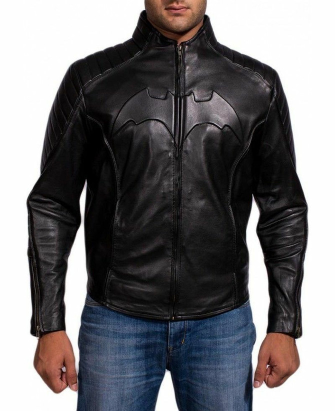 BATMAN ARKHAM KNIGHT MEN'S BLACK LEATHER COSTUME JACKET