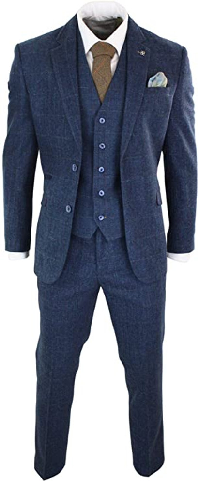 Mens Navy Blue Check Suit Mens Navy Blue Check Suit