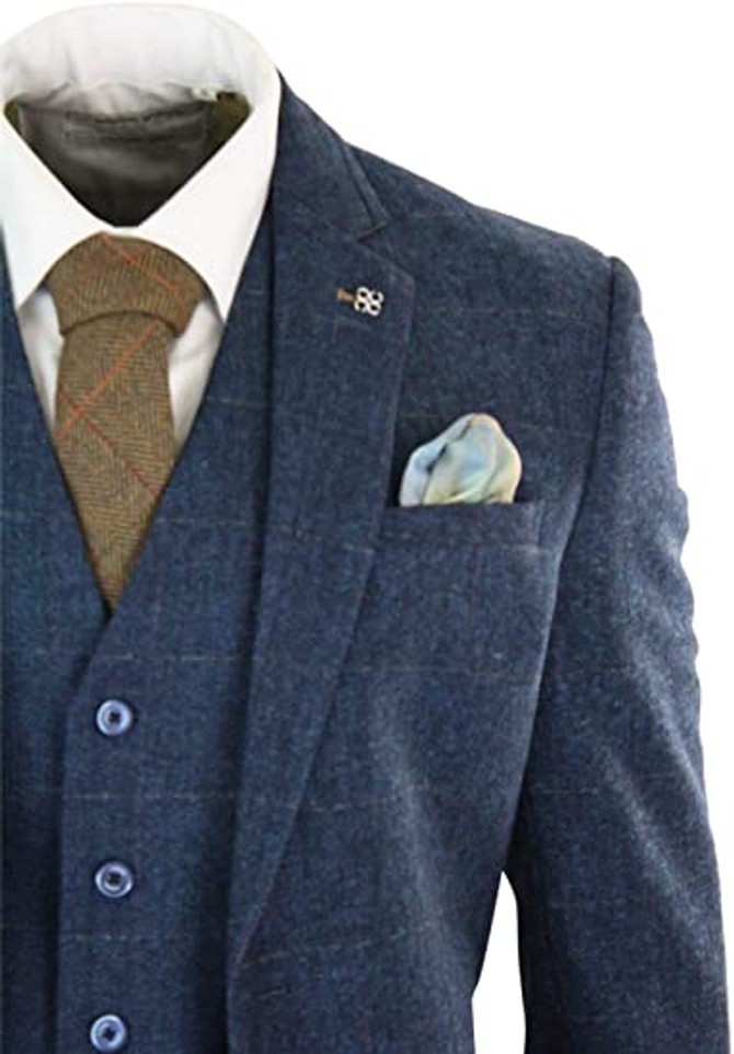 Mens Navy Blue Check Suit Mens Navy Blue Check Suit