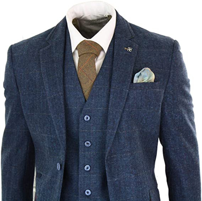 Mens Navy Blue Check Suit Mens Navy Blue Check Suit