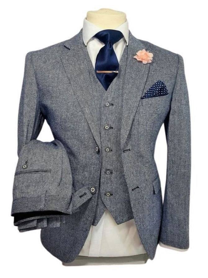 Three Piece Gangster Style Mens Grey Suit Three Piece Gangster Style Mens Grey Suit