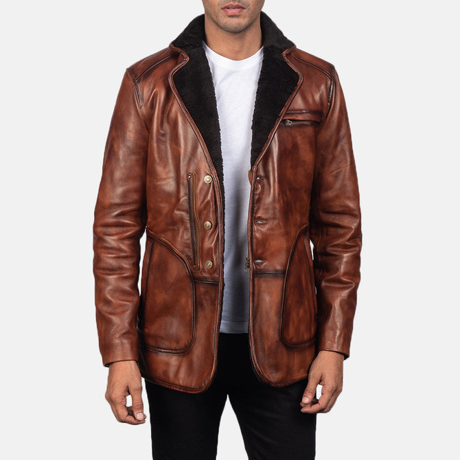 Newly Brown Fur Leather Coat