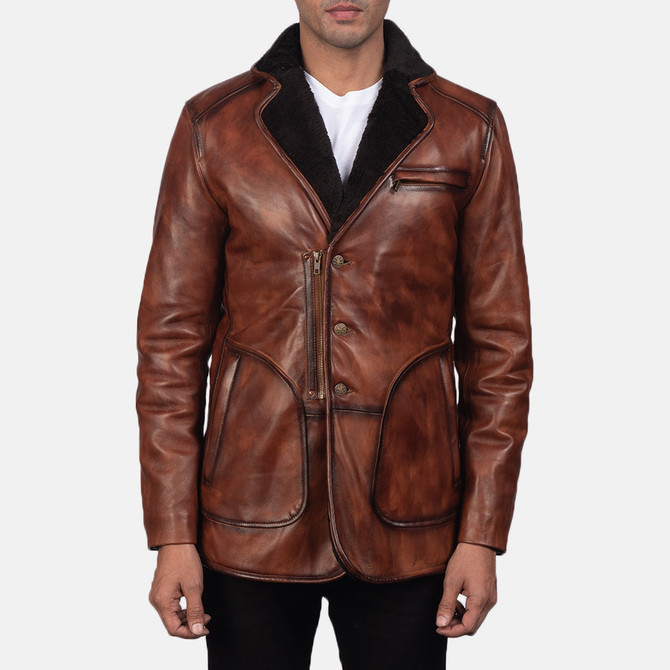 Newly Brown Fur Leather Coat