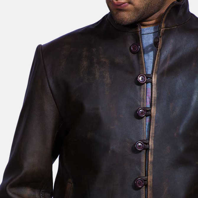 Men's Distressed Brown Leather Jacket
