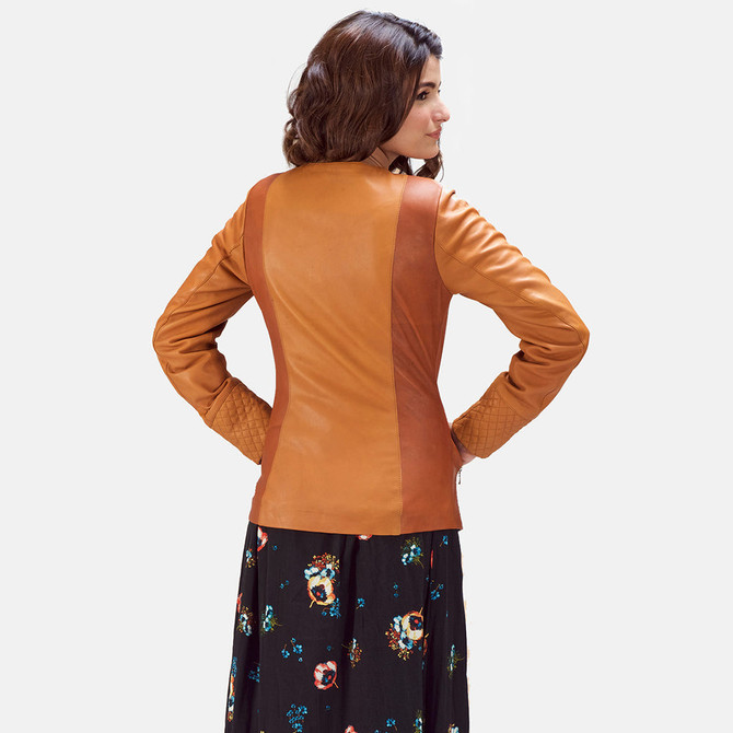 Women Overlap Leather Jacket