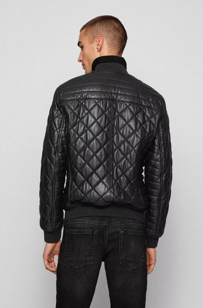 SLIM FIT QUILTED JACKET IN WAXED LEATHER SLIM FIT QUILTED JACKET IN WAXED LEATHER