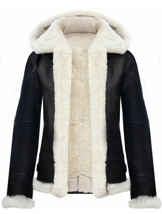 Women Hooded Shearling Jacket