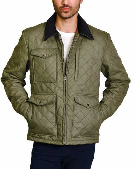 Yellowstone Kevin Costner Green John Dutton Quilted Cotton Jacket