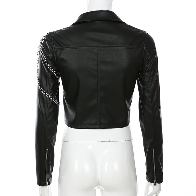 Womens Arm chain leather jacket