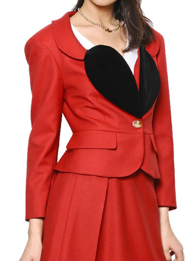 VIVIENNE HEART LAPEL SHAPE RED BLAZER