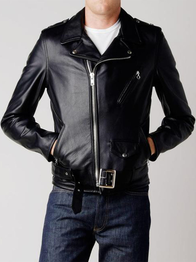 Mens Dashing Black Belted leather Jacket