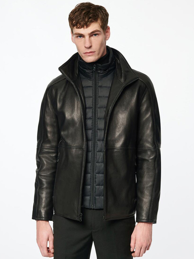 Mens Black Biker Style Leather Jacket