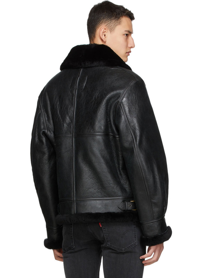 Black Sheepskin Fur B-3 Jacket