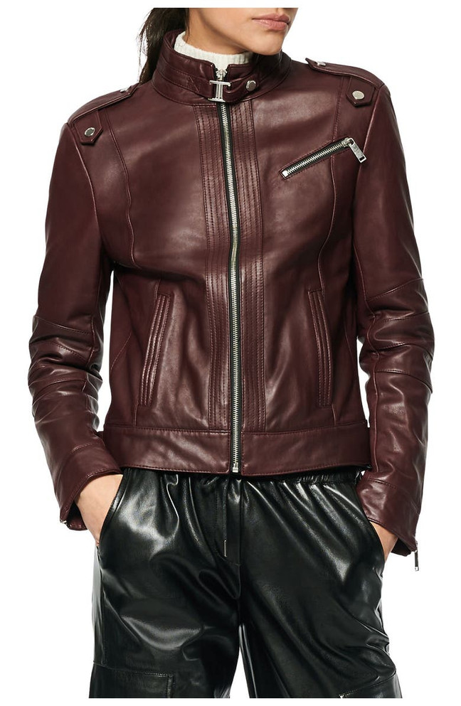 womens Dark Brown Real Leather jacket