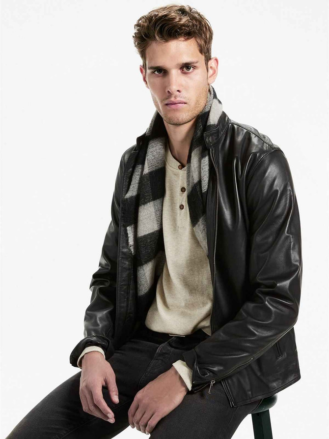 Men Black Vintage Biker Jacket