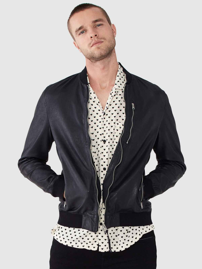 Stylish Mens Black Biker Varsity Jacket