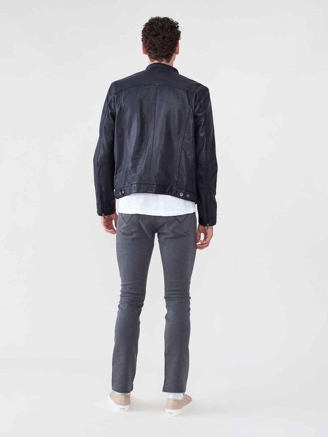 Classic Men Black Biker Leather Jacket