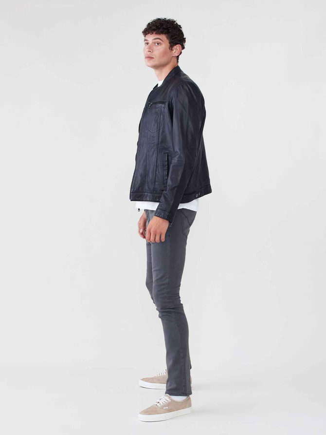 Classic Men Black Biker Leather Jacket