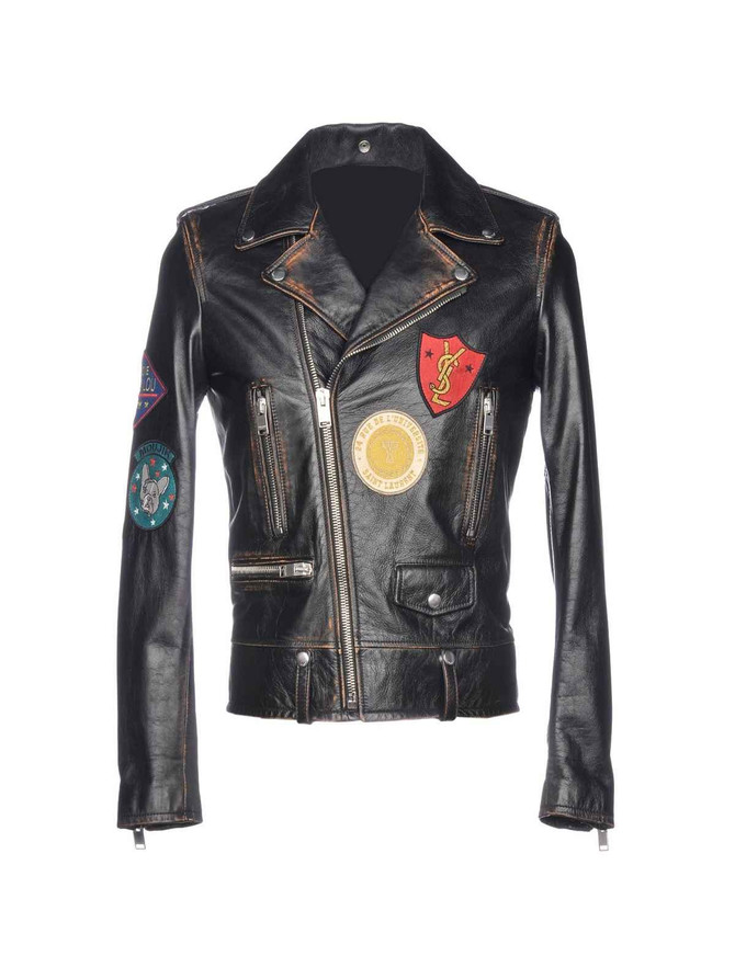 Men Biker Leather Jacket with Logo