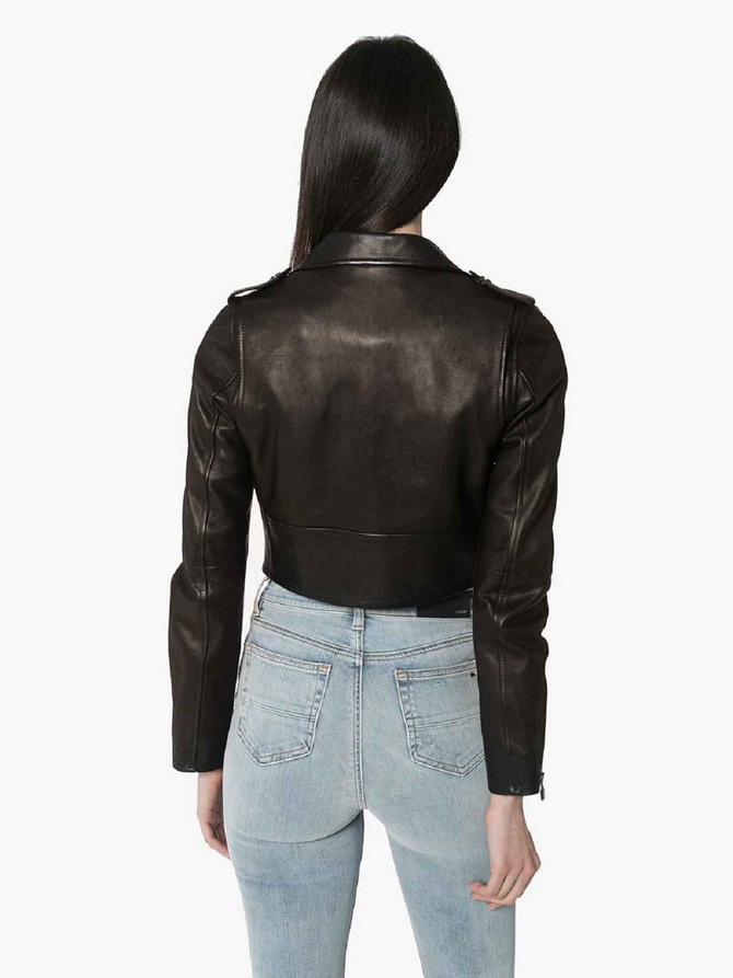 Trendy Black Asymmetric Leather Jacket For Women