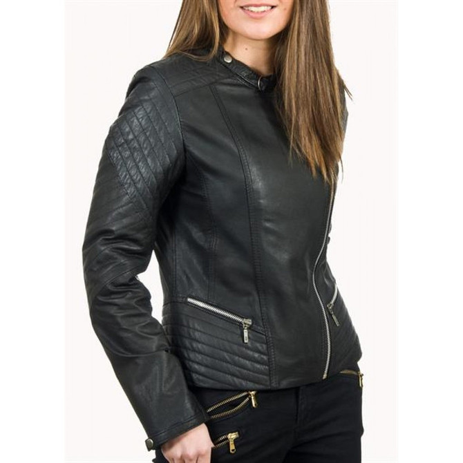 Women Biker Elegant Leather Black Jacket