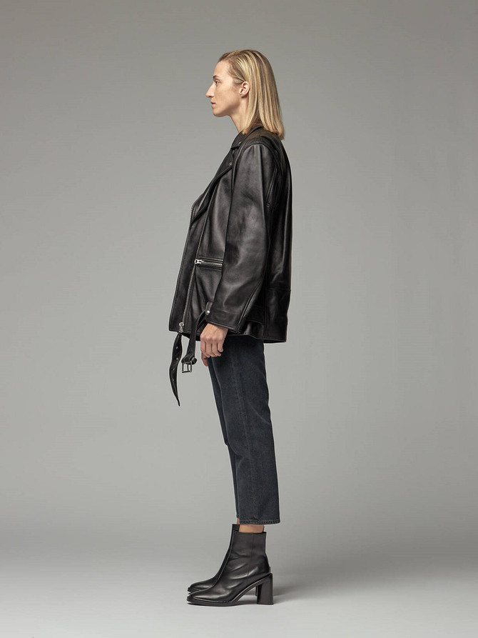 Stylish Women Biker Black Leather Jacket