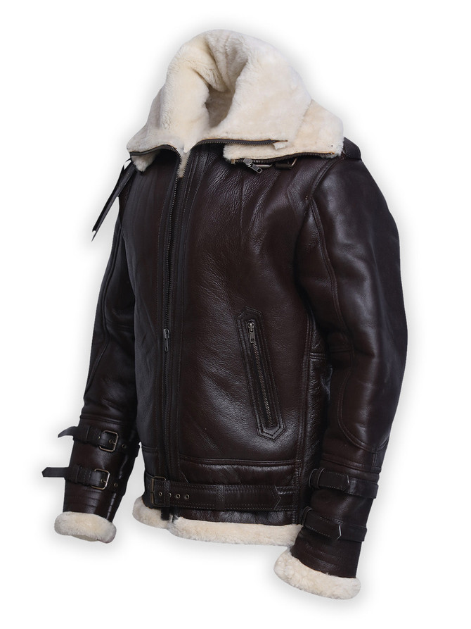 Men B3 Brown shearling Leather Jacket