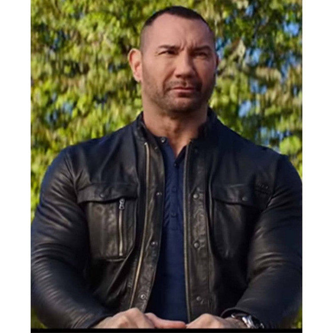 My Spy Movie Dave Bautista Black Leather Jacket