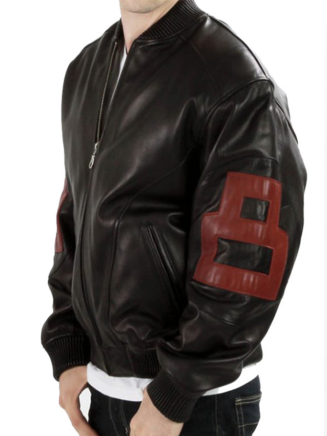Men Maroon 8 Ball Black Bomber Jacket