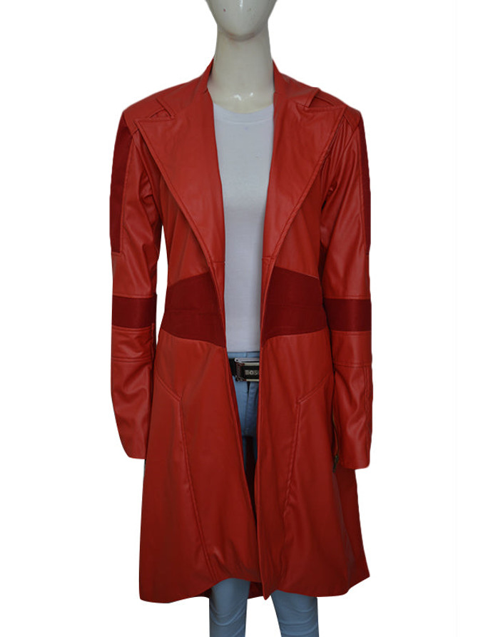Women’s Elizabeth Olsen Aka The Scarlet Witch Red Coat