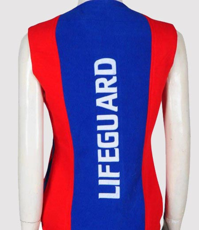 Summer Quinn Alexandra Daddario Posh Fleece Red & Blue Vest