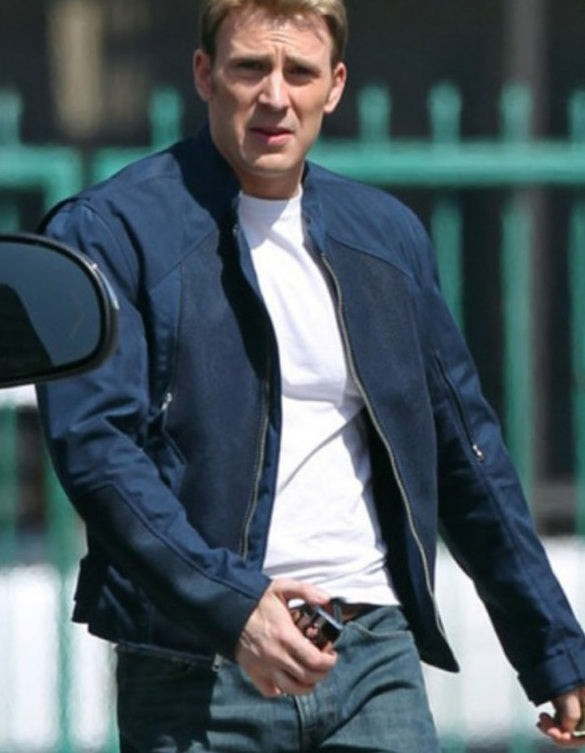 Men’s Chris Evans The Winter Soldier Marvelous Blue Cotton Jacket