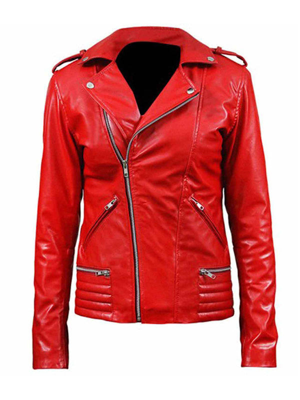 Women's Diva Cheryl Blossom Southside Serpent Hot Red Moto Jacket