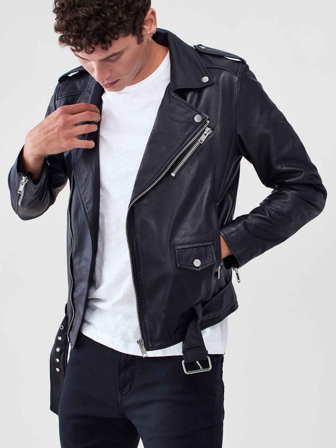 Men Black Biker Jacket