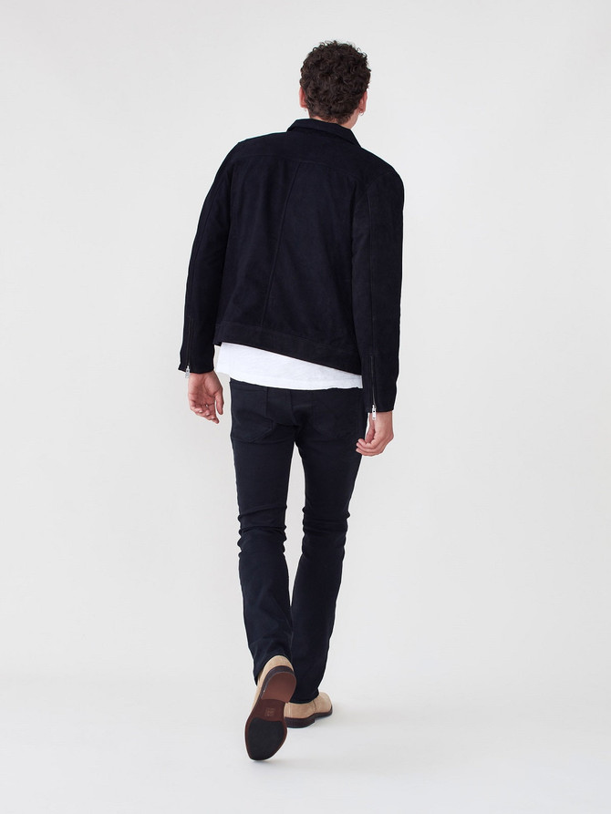 New Men's Black Suede Biker Jacket