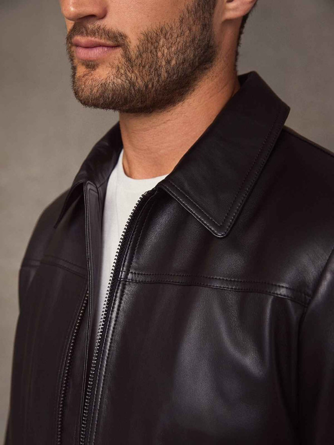 Vintage Men Black Leather Jacket