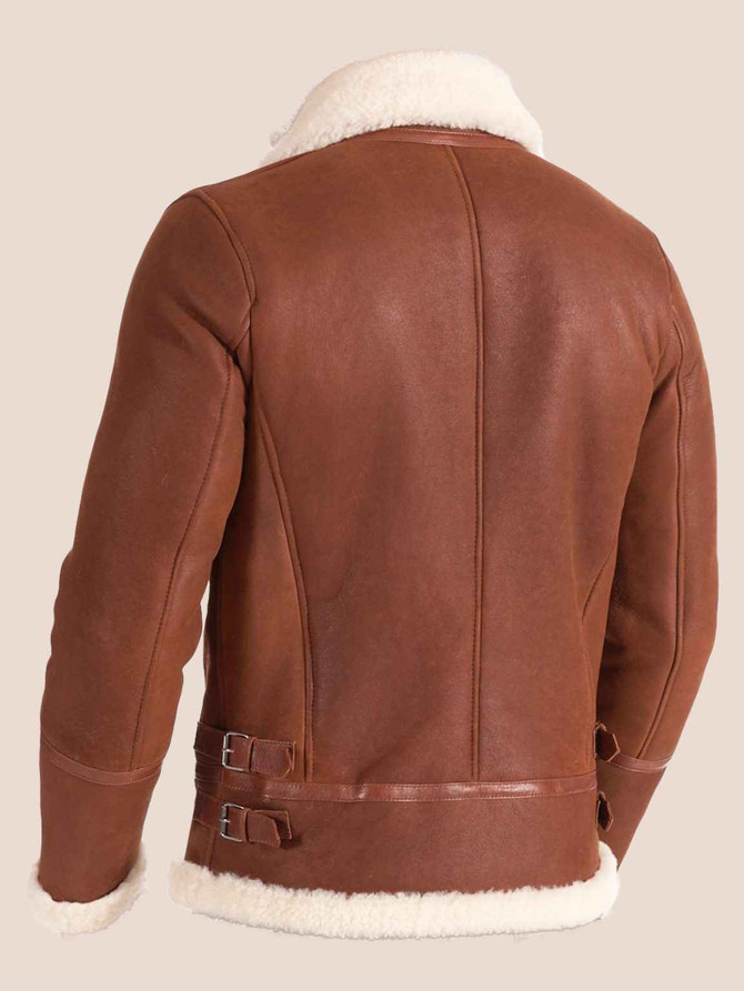 Shearling Fur Collar Biker Jacket For Man