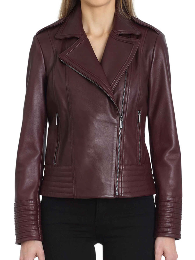 Women’s Petite Real Leather Biker Jacket