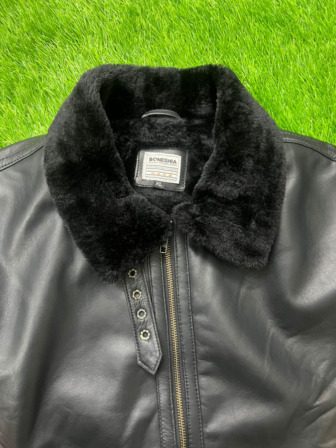 Mens Sheepskin Fur Folding Black Jacket