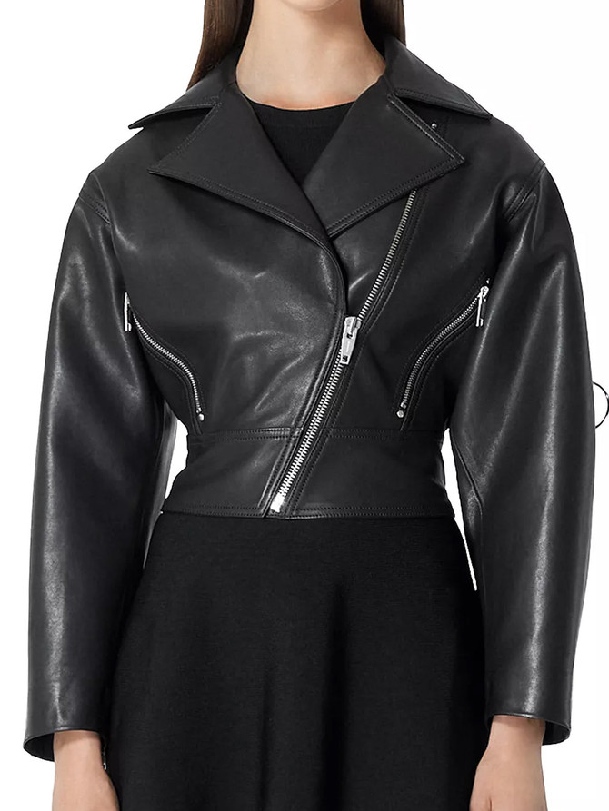 Stylish Womens Black Zipper Leather Jacket