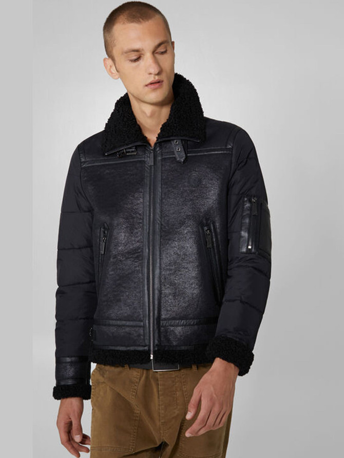 Mens Shearling Faux Leather Jacket