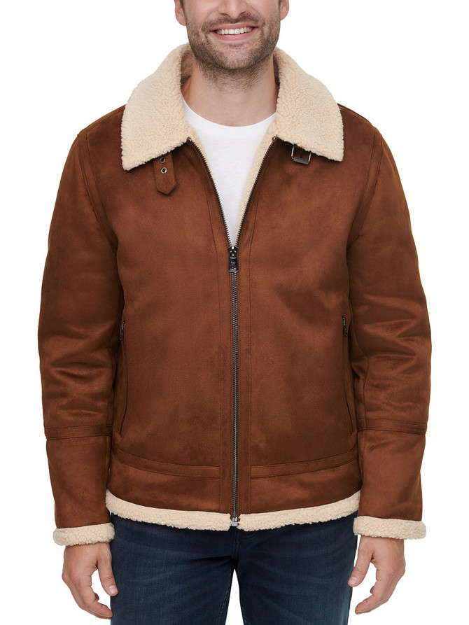 Mens Faux Leather Shearling Jacket